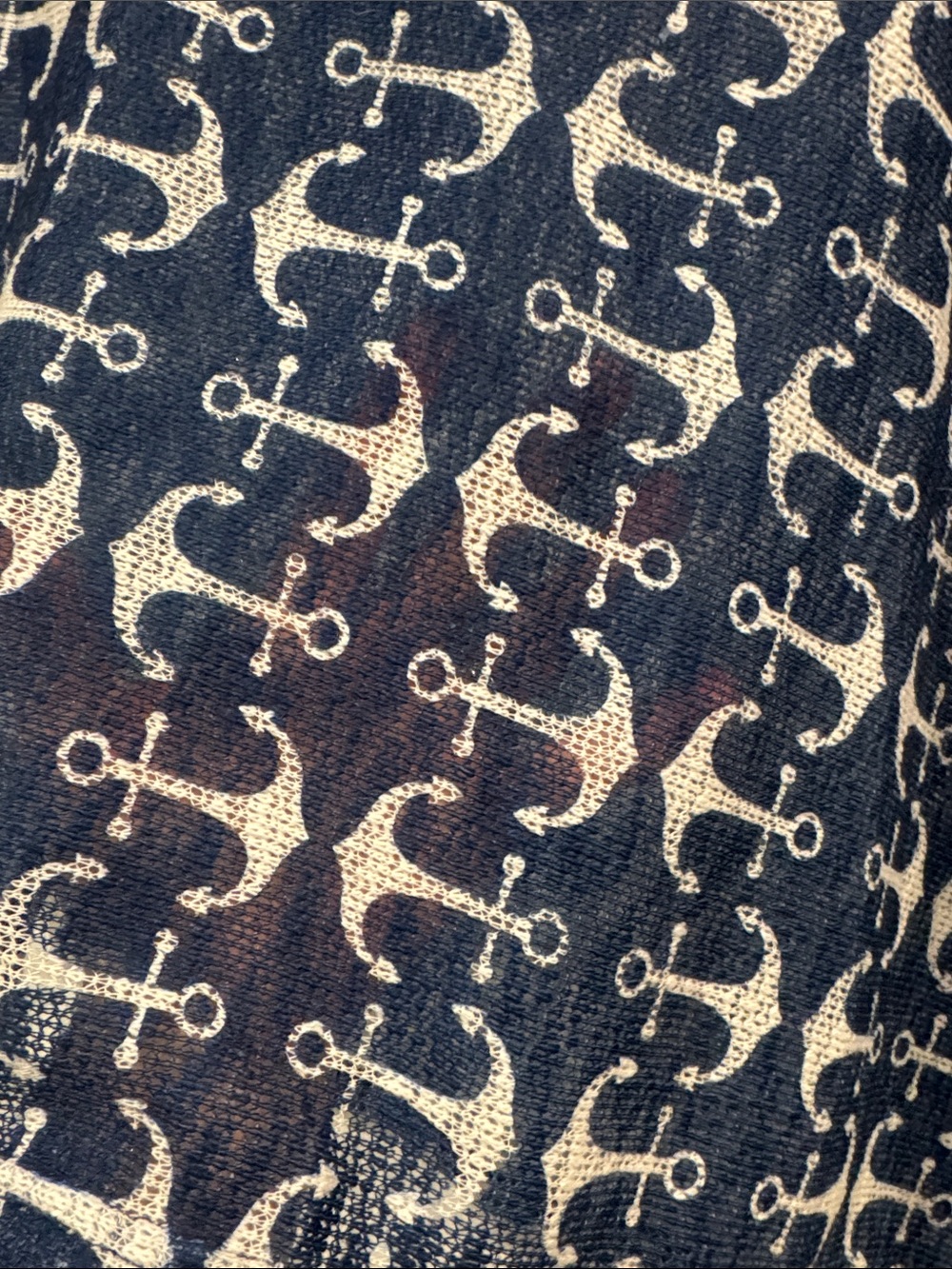 Navy Anchor Pattern Knit Wrap Scarf - Unbranded - Picture 5 of 5